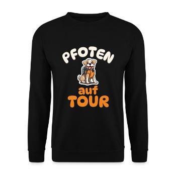 Pfoten auf Tour - Wandern - Hunde - Unisex Pullover - Schwarz - Vorne - Alina (178cm) & Michal (187cm)