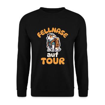Fellnase auf Tour - Wandern - Hunde - Unisex Pullover - Schwarz - Vorne - Alina (178cm) & Michal (187cm)