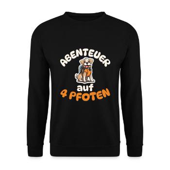 Abenteuer auf 4 Pfoten - Wandern - Hunde - Unisex Pullover - Schwarz - Vorne - Alina (178cm) & Michal (187cm)