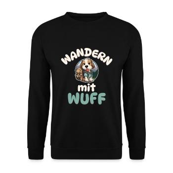 Wandern mit Wuff - Wandern - Hunde - Unisex Pullover - Schwarz - Vorne - Alina (178cm) & Michal (187cm)