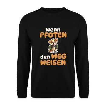 Wenn Pfoten den Weg weisen - Wandern - Hunde - Unisex Pullover - Schwarz - Vorne - Alina (178cm) & Michal (187cm)