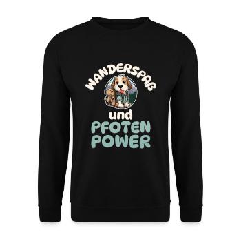 Wanderspaß und Pfotenpower - Wandern - Hunde - Unisex Pullover - Schwarz - Vorne - Alina (178cm) & Michal (187cm)