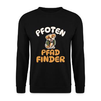 Pfotenpfadfinder - Wandern - Hunde - Unisex Pullover - Schwarz - Vorne - Alina (178cm) & Michal (187cm)