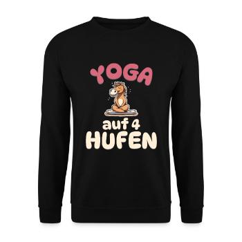 Yoga auf 4 Hufen - Pferde Yoga - Unisex Pullover - Schwarz - Vorne - Alina (178cm) & Michal (187cm)