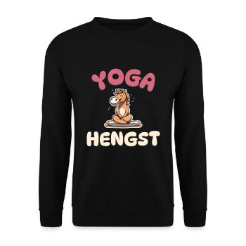 Yoga Hengst - Pferde Yoga - Unisex Pullover - Schwarz - Vorne - Alina (178cm) & Michal (187cm)