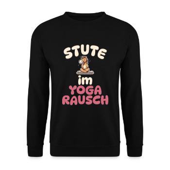 Stute im Yoga Rausch - Pferde Yoga - Unisex Pullover - Schwarz - Vorne - Alina (178cm) & Michal (187cm)