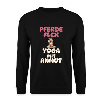 Pferde Flex - Yoga mit Anmut - Pferde Yoga - Unisex Pullover - Schwarz - Vorne - Alina (178cm) & Michal (187cm)