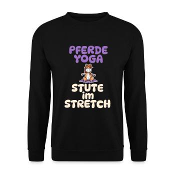 Stute im Stretch - Pferde Yoga - Unisex Pullover - Schwarz - Vorne - Alina (178cm) & Michal (187cm)