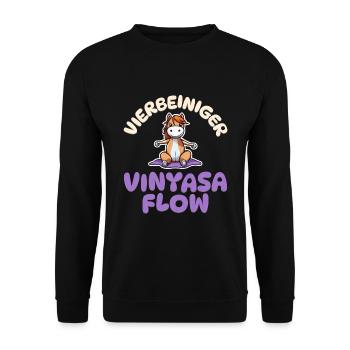 Vierbeiniger Vinyasa Flow - Pferde Yoga - Unisex Pullover - Schwarz - Vorne - Alina (178cm) & Michal (187cm)