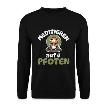 Meditieren auf 4 Pfoten - Meerschweinchen - Unisex Pullover - Schwarz - Vorne - Alina (178cm) & Michal (187cm)