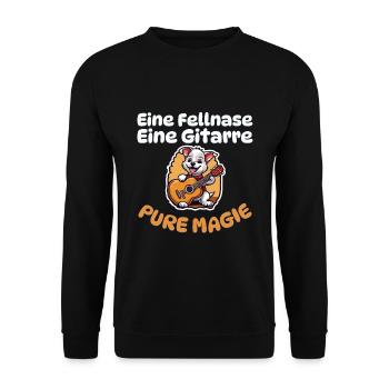 Eine Fellnase - Eine Gitarre - Pure Magie - Hunde - Unisex Pullover - Schwarz - Vorne - Alina (178cm) & Michal (187cm)
