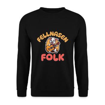 Fellnasen Folk - Hunde Gitarre - Unisex Pullover - Schwarz - Vorne - Alina (178cm) & Michal (187cm)