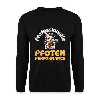 Professionelle Pfoten Performance - Hunde Gitarre - Unisex Pullover - Schwarz - Vorne - Alina (178cm) & Michal (187cm)