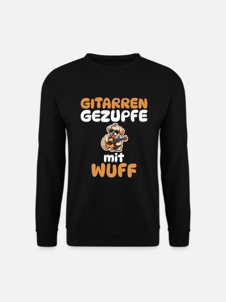 Gitarrengezupfe mit Wuff - Hunde Gitarre - Unisex Pullover - Schwarz