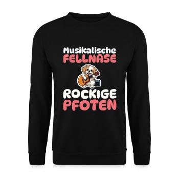 Musikalische Fellnase Rockige Pfoten - Hunde - Unisex Pullover - Schwarz - Vorne - Alina (178cm) & Michal (187cm)