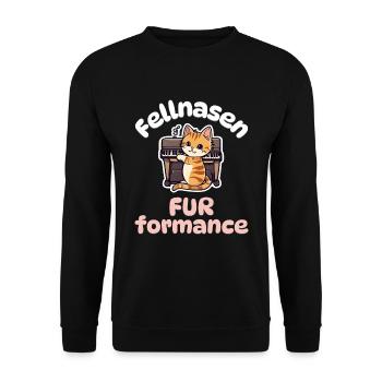Fellnasen Fur-formance - Katzen Klavier - Unisex Pullover - Schwarz - Vorne - Alina (178cm) & Michal (187cm)