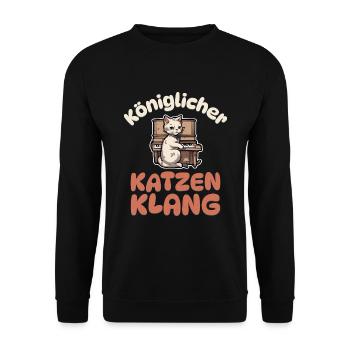 Königlicher Katzenklang - Katze Klavier - Unisex Pullover - Schwarz - Vorne - Alina (178cm) & Michal (187cm)