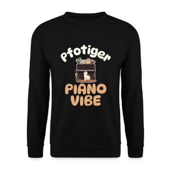 Pfotiger Piano Vibe - Katzen Klavier - Unisex Pullover - Schwarz - Vorne - Alina (178cm) & Michal (187cm)