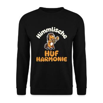 Himmlische Huf-Harmonie - Pferd Trompete - Unisex Pullover - Schwarz - Vorne - Alina (178cm) & Michal (187cm)