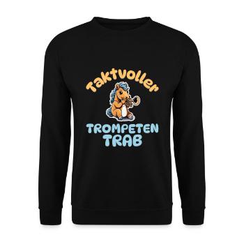 Taktvoller Trompeten Trab - Pferde Trompete - Unisex Pullover - Schwarz - Vorne - Alina (178cm) & Michal (187cm)