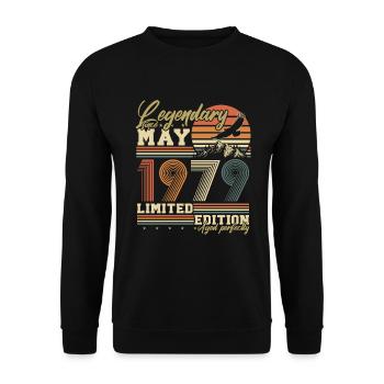 Mai 1979 Vintage né cadeau d’anniversaire - Sweat-shirt Unisexe - noir - Devant - Alina (178cm) & Michal (187cm)