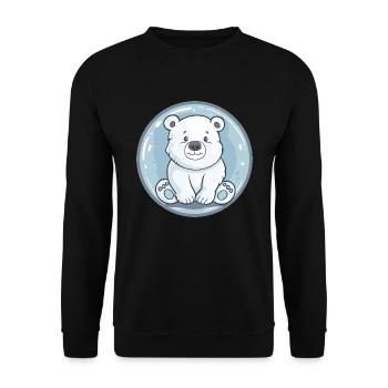 Süßer Eisbär im Cartoon-Stil - Unisex Pullover - Schwarz - Vorne - Alina (178cm) & Michal (187cm)