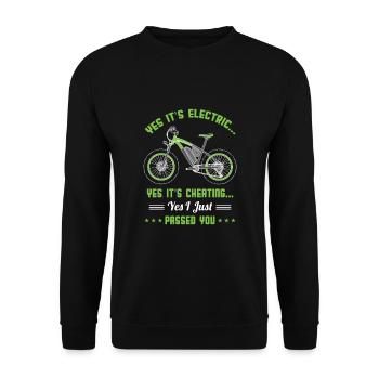 E-Bike Fahrrad Schummeln Fahrradfahren Elektrisch - Unisex Pullover - Schwarz - Vorne - Alina (178cm) & Michal (187cm)