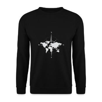 World map and compass - Unisex Sweatshirt - black - Front - Alina (178cm) & Michal (187cm)