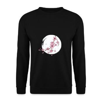 Kirschblüte Mond - Unisex Pullover - Schwarz - Vorne - Alina (178cm) & Michal (187cm)