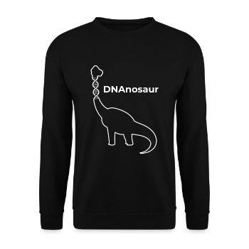 DNAnosaur - Dinosaurier mit DNA als Hals - Unisex Pullover - Schwarz - Vorne - Alina (178cm) & Michal (187cm)