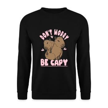 Capybara Ne vous inquiétez pas être Capy Panama-Capybara - Sweat-shirt Unisexe - noir - Devant - Alina (178cm) & Michal (187cm)