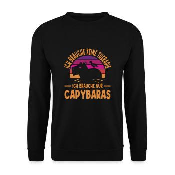 Ich Brauche Keine Therapie Brauche Nur Capybaras - Unisex Pullover - Schwarz - Vorne - Alina (178cm) & Michal (187cm)
