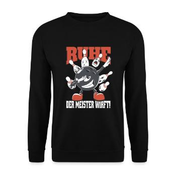 Bowling Mitgebsel Spieler Ruhe Der Meister Wirft - Unisex Pullover - Schwarz - Vorne - Alina (178cm) & Michal (187cm)