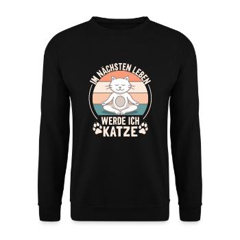 Im nächsten Leben werde ich Katze - Unisex Pullover - Schwarz - Vorne - Alina (178cm) & Michal (187cm)