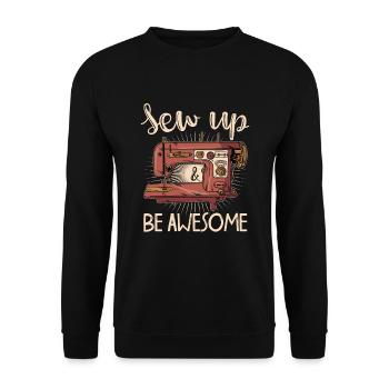 Sew Up And Be Awesome - Coudre, crochet, Machine à coudre - Sweat-shirt Unisexe - noir - Devant - Alina (178cm) & Michal (187cm)