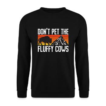 Buffle rétro avec montagne - Ne caressez pas les vaches moelleuses - Sweat-shirt Unisexe - noir - Devant - Alina (178cm) & Michal (187cm)