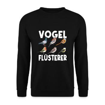 Spruch Vögel Flüsterer Ornithologie Birdwatching - Unisex Pullover - Schwarz - Vorne - Alina (178cm) & Michal (187cm)