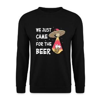 Lustige Aliens - We just came for the beer - UFO - Unisex Pullover - Schwarz - Vorne - Alina (178cm) & Michal (187cm)