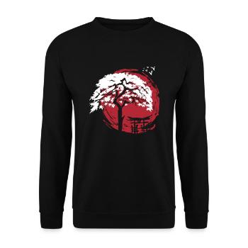 Japanischer Zwergahorn und Torbogen Torii - Unisex Pullover - Schwarz - Vorne - Alina (178cm) & Michal (187cm)