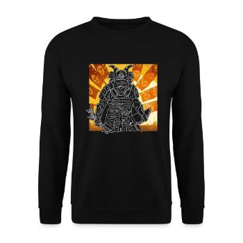 Japanese god Hachiman - hand-drawn - Unisex Sweatshirt - black - Front - Alina (178cm) & Michal (187cm)