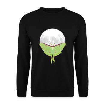 Actias luna - Moth in front of the Moon - Unisex Sweatshirt - black - Front - Alina (178cm) & Michal (187cm)