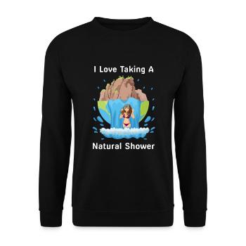 Woman Under Waterfall - Natural Shower - Unisex Sweatshirt - black - Front - Alina (178cm) & Michal (187cm)