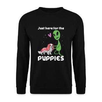 Seulement ici pour les chiots d’extraterrestres - Sweat-shirt Unisexe - noir - Devant - Alina (178cm) & Michal (187cm)