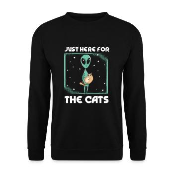 Only here for the cats Alien Cat - Unisex Sweatshirt - black - Front - Alina (178cm) & Michal (187cm)