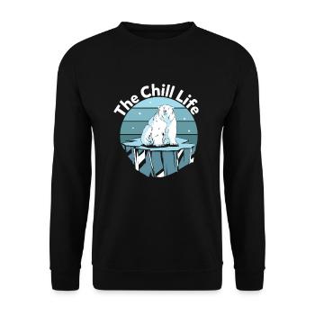 Polar Bear on Plaice - The Chill Life - Unisex Sweatshirt - black - Front - Alina (178cm) & Michal (187cm)