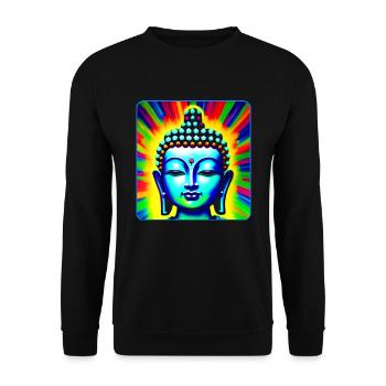 Buddha face in chakra colors - Unisex Sweatshirt - black - Front - Alina (178cm) & Michal (187cm)