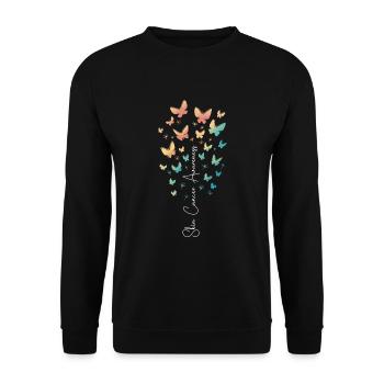 Butterflies Skin Cancer Awareness - Unisex Sweatshirt - black - Front - Alina (178cm) & Michal (187cm)