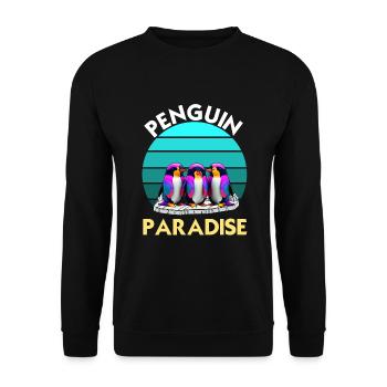 Funny Colorful Penguin Group Paradise - Unisex Sweatshirt - black - Front - Alina (178cm) & Michal (187cm)