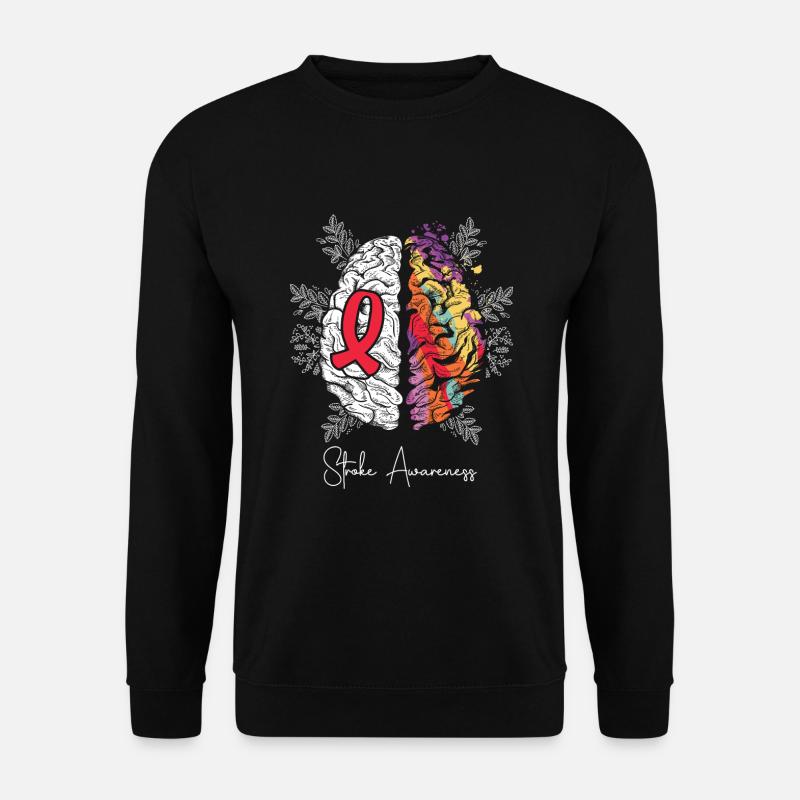 Brain & Red Ribbon: Stroke Awareness - Unisex Sweatshirt - black