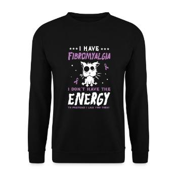 Fibromyalgia & Cat Lovers Delight - Unisex Sweatshirt - black - Front - Alina (178cm) & Michal (187cm)